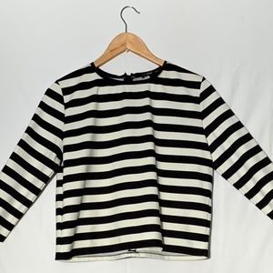 Black/white Striped Cropped Shirt